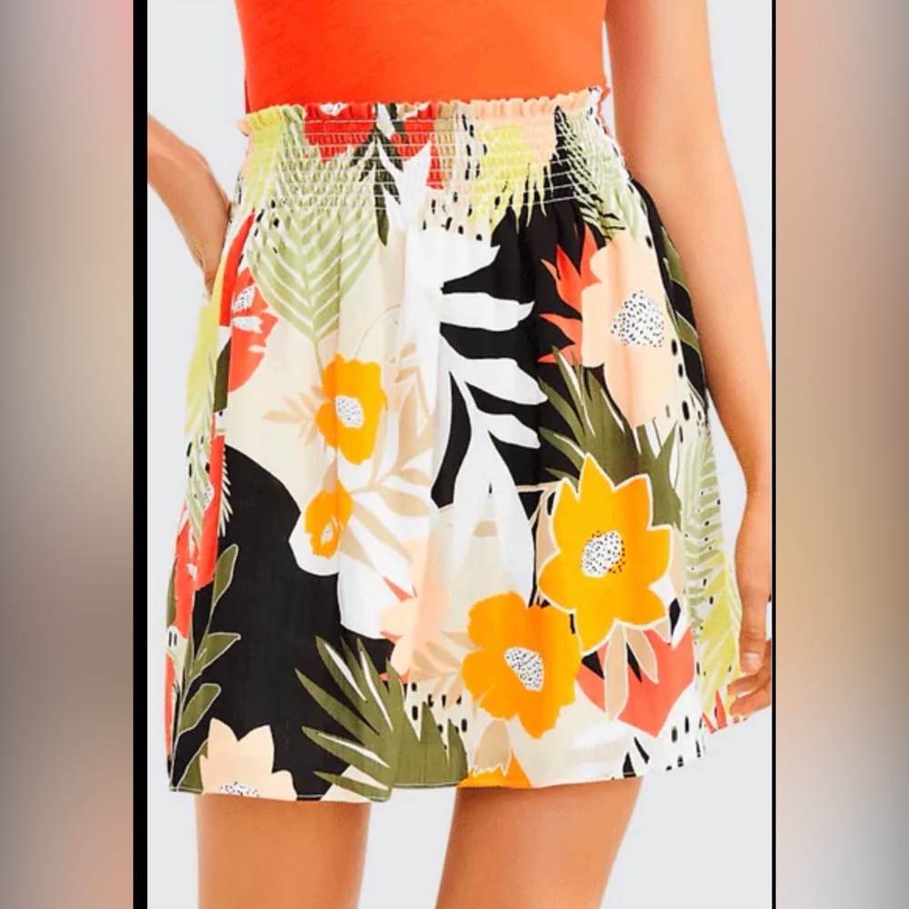 LOFT Tropical Floral Mini Skirt NWOT